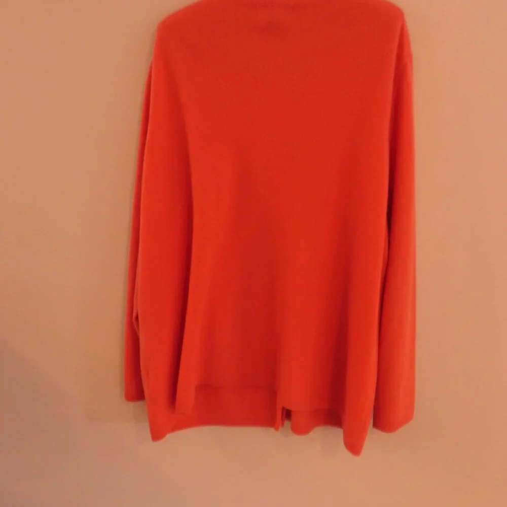 Lands’ End 100% Cashmere Cardigan Sweater Coral Plus Size 2X - Picture 2 of 11